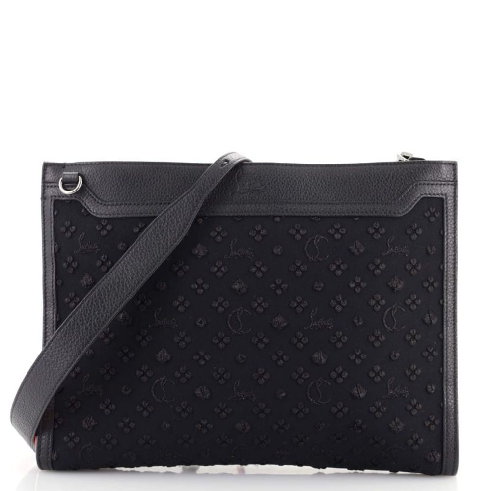 Christian Louboutin Skypouch Crossbody Studded Fabric Black
